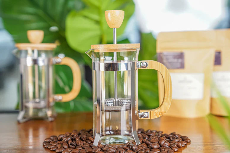 French Press Wooden (350ml) - Get 250 gm Coffee Pack Free