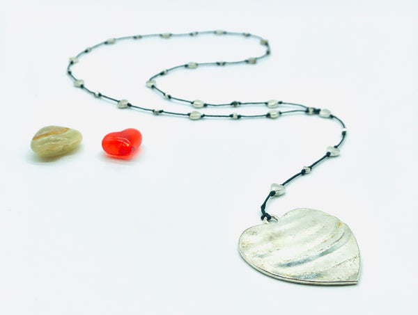 Solid Silver Heart Necklace Hand Made
