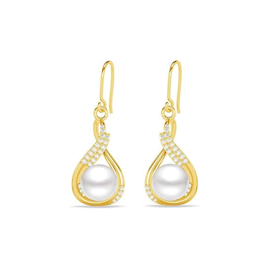 Silver Esin Real Pearl Pendant Earrings