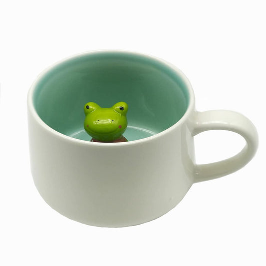3D Animal Cup Coffee Mug (Frog)(Ceramic) 400 Milliliter
