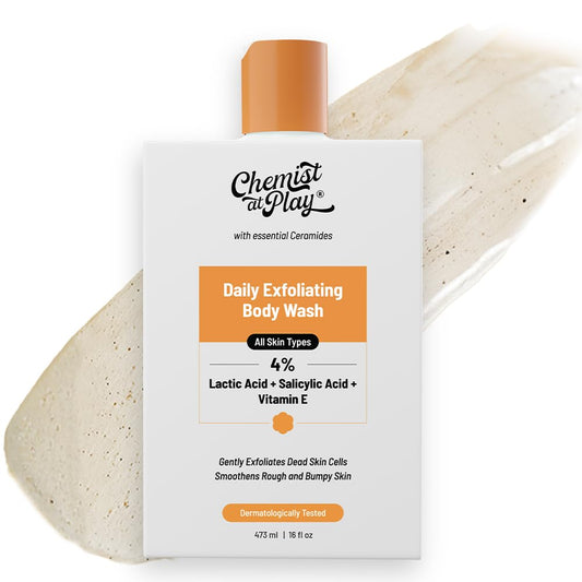 Chemist At Play 1% Salicylic Acid Exfoliating Body Wash 473ml | Paraben & SLS Free | Enriched with Vitamin E & Murumuru | Gentle Exfoliating Shower Gel | Prevents Dry, Rough, Bumpy Skin | Men & Women