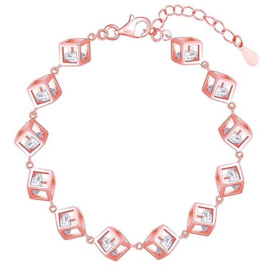 Silver Rose Gold Cubic Crystal Bracelet