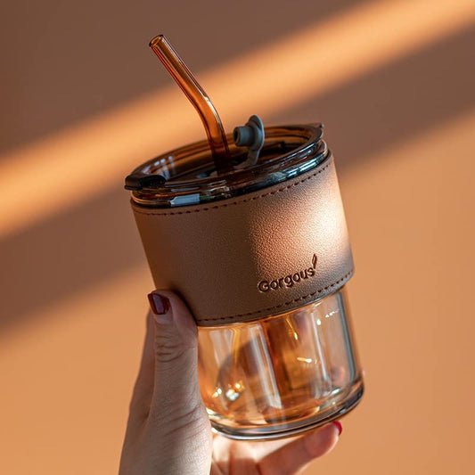 Personalised Tan Coffee Sipper With Straw