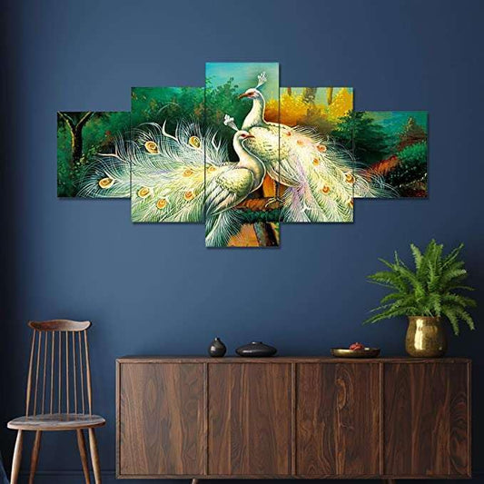 Archeiv Nature Wall Art Set of 5 3D Framed Paintings Home Decor Large Size (125x60cm) Divine Blessings for Living Spaces