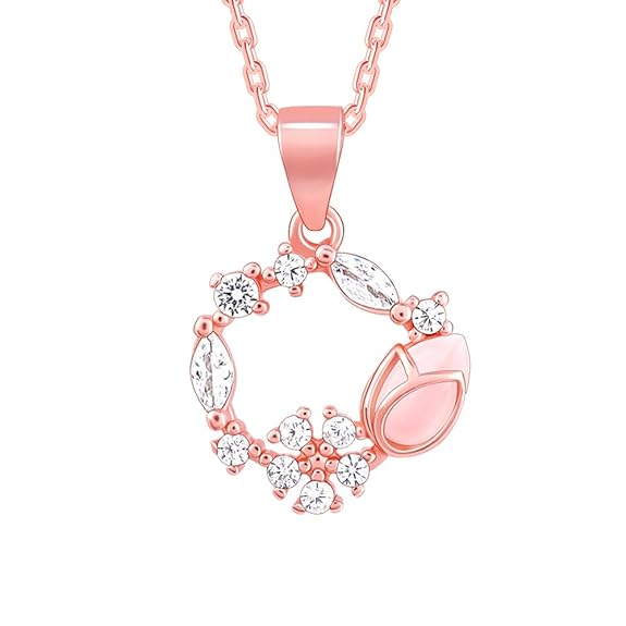 Silver Rose Gold Drop Wreath Pendant