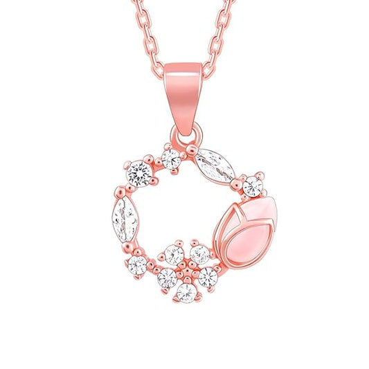 Silver Rose Gold Drop Wreath Pendant