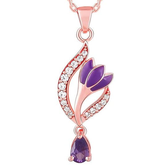 Silver Rose Gold Blooming Crocus Pendant
