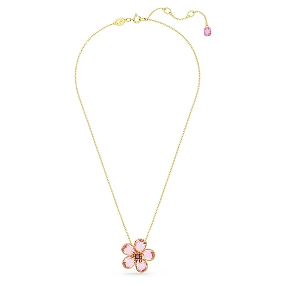 Florere pendant, Flower, Small, Pink, Gold-tone plated