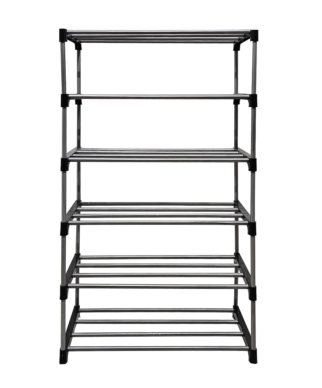 EXPOSURE 6 Layer Metal Plastic Collapsible Multipurpose Book Shelf Black