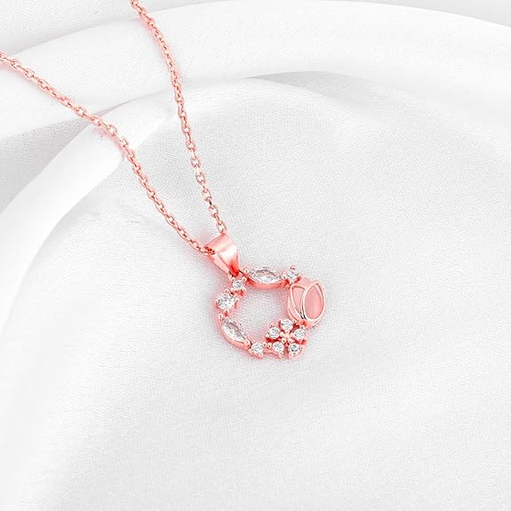 Silver Rose Gold Drop Wreath Pendant