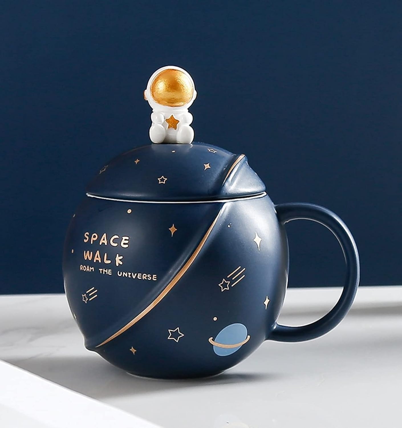 NYRWANA Coffee Mug with 3D Creative Space, Lid & Spoon