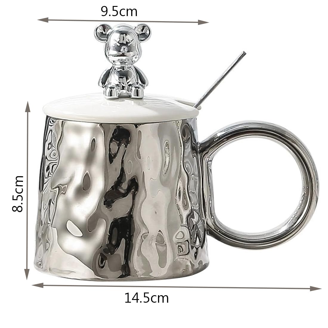 BonZeal Teddy Bear Silver Ceramic Coffee Mug