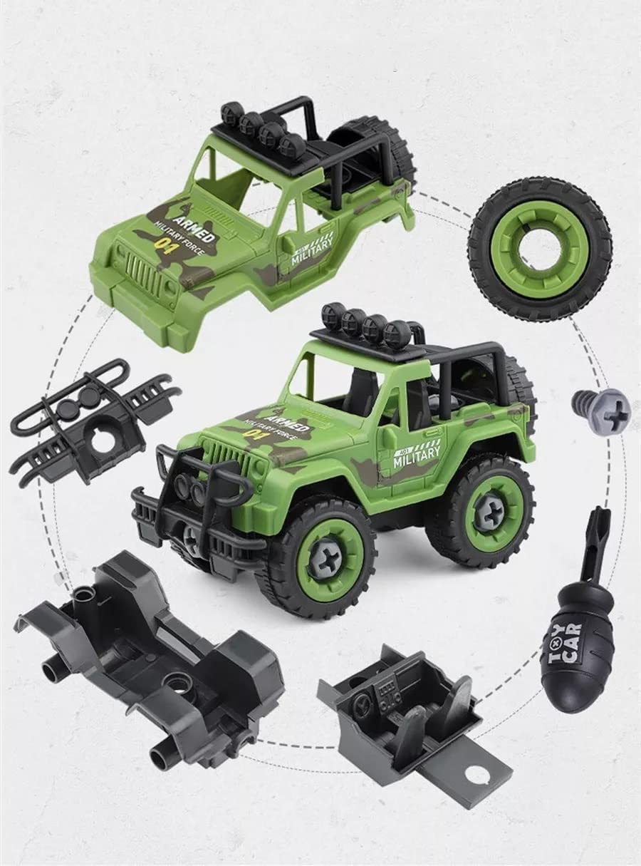 TEC TAVAKKAL Military Army Foldable Vehicles Car Toy 4 Pack with Screwdriver Toy, DIY Kids STEM Toys