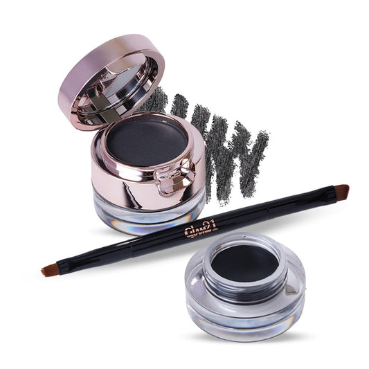 Glam21 2-in-1 Eyebrow Powder & Gel Eyeliner | Intense Black Color
