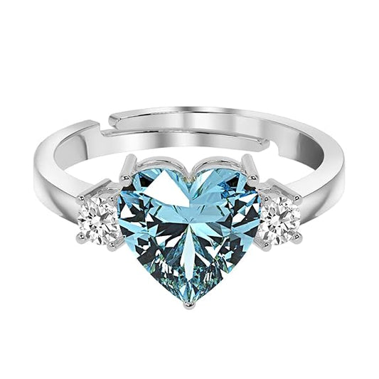 Silver Heart Stone Ring