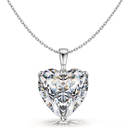 Silver Solitaire Heart Pendant