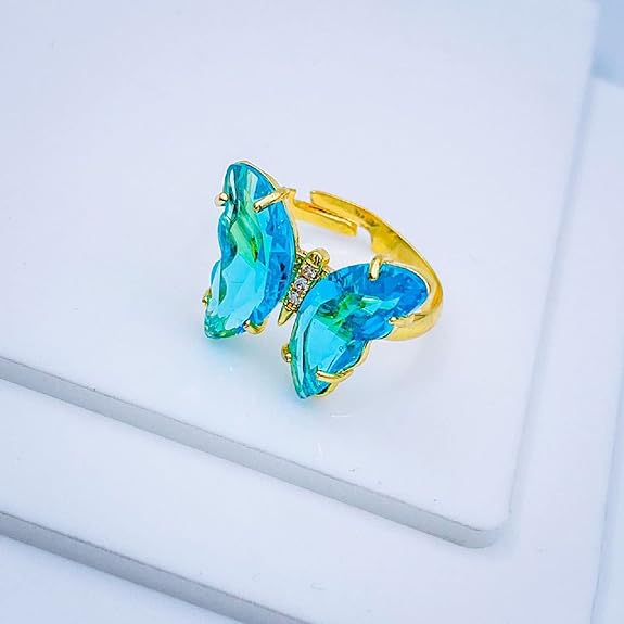 Copper Butterfly Stylish Gold Crystal Ring
