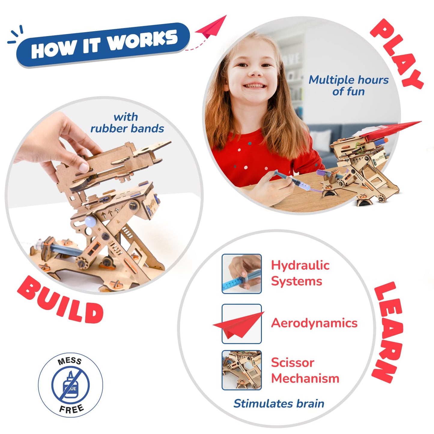 Smartivity 2in1 Hydraulic Aeroplane & Dart Launcher Toy for Kids 6-14 Years Old | Birthday Gifts for Boys & Girls | DIY Science Toy for Kids 6,7,8,9,10,11,12,13,14 YearsI STEM Wooden Construction Game