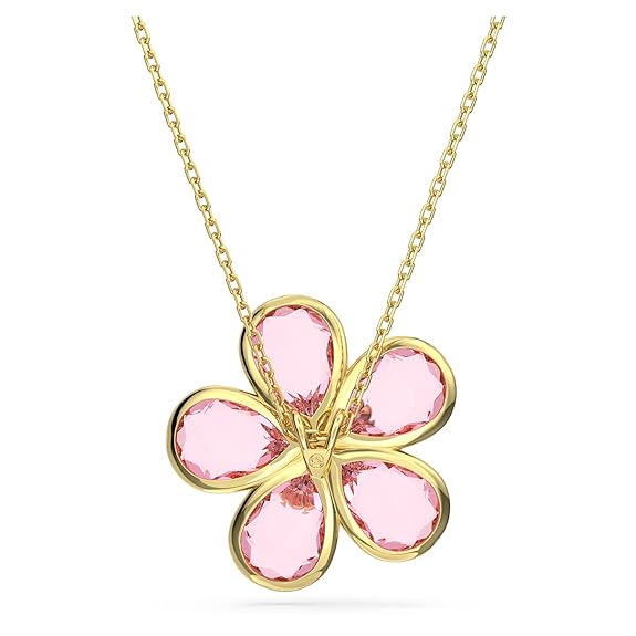 Florere pendant, Flower, Small, Pink, Gold-tone plated