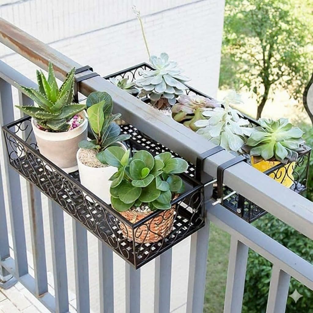 Metal Balcony Railing Planter Stand