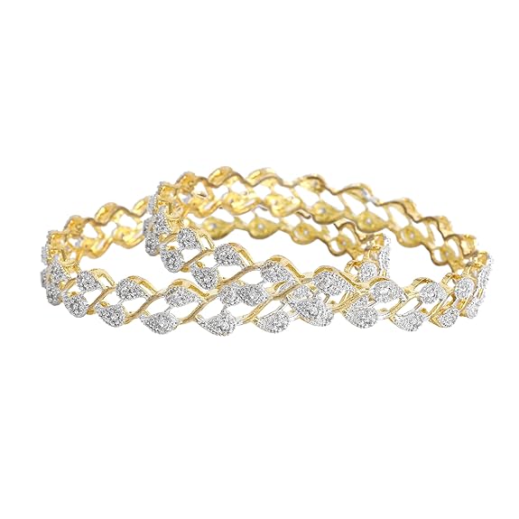 Charming Leaf Style with White Crystals Bangles