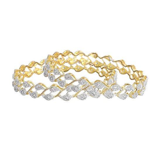 Charming Leaf Style with White Crystals Bangles