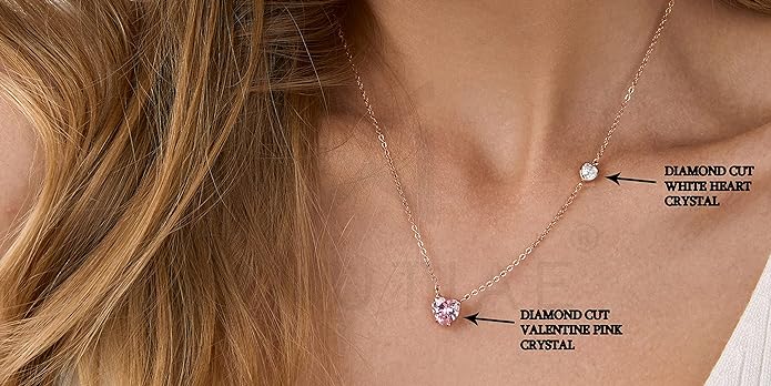 Love Heart Shape With Pink & White Diam Pendant Necklace