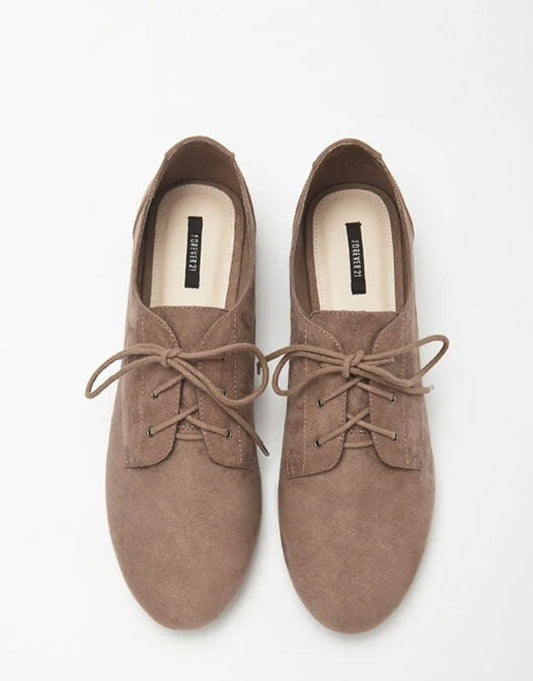 Faux Suede Oxfords Brown