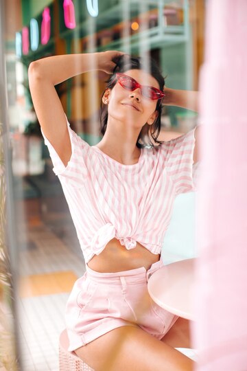 Pink-white cool top