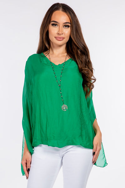 Raw Moda Italian SLIT Sleeves Silk Top